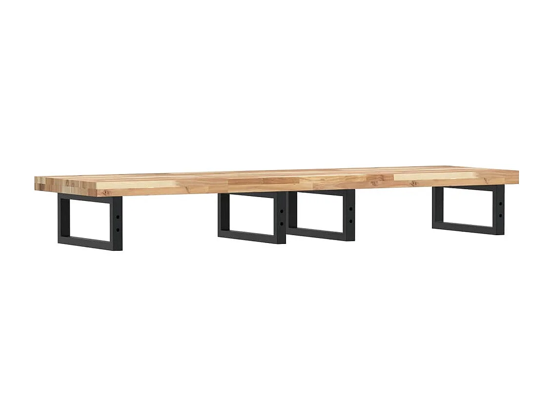 Badkamer wandschap staal en massief acaciahout