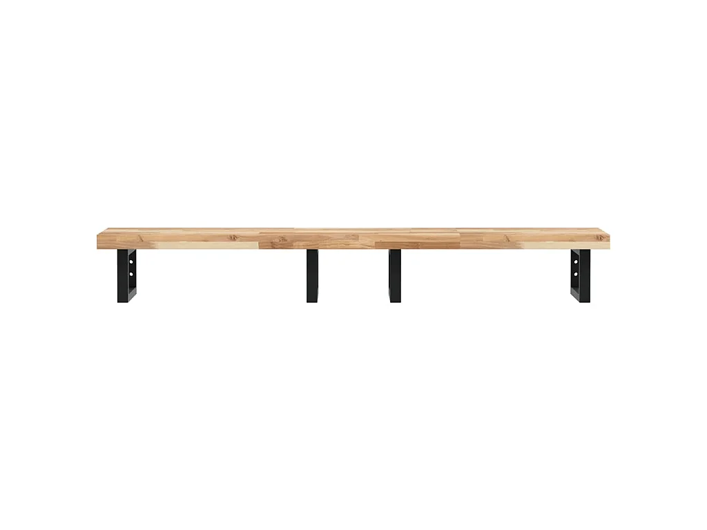 Badkamer wandschap staal en massief acaciahout
