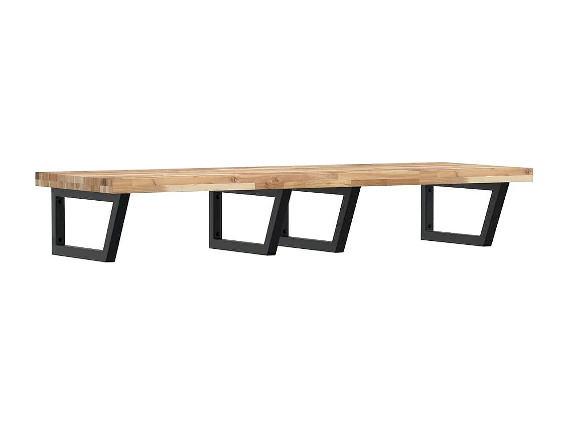 Estante de lavabo de pared acero y madera maciza de acacia