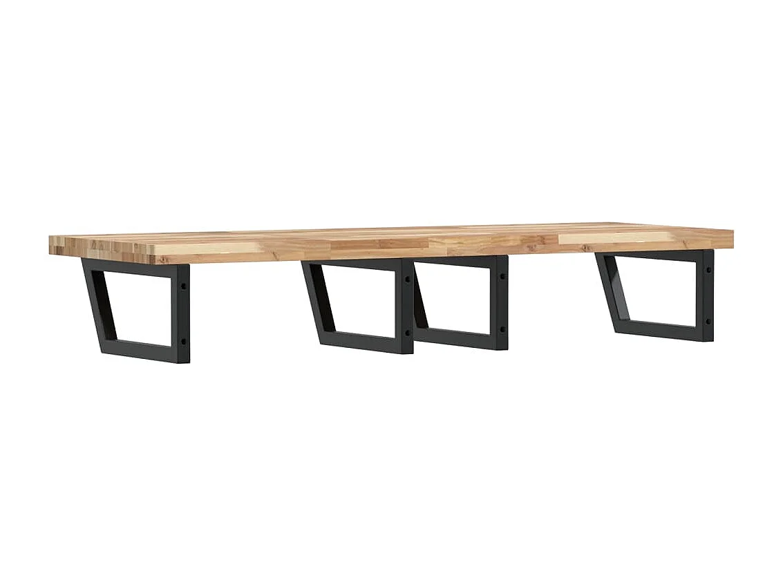 Estante de lavabo de pared acero y madera maciza de acacia