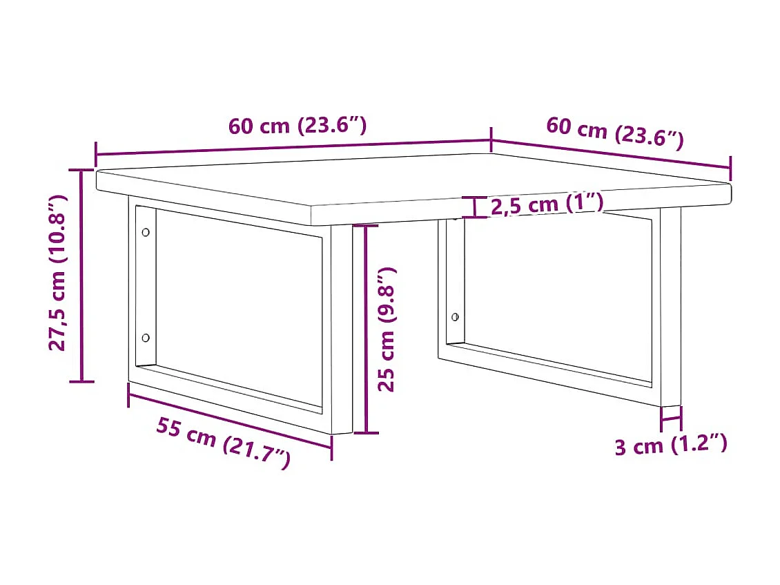 Étagère de vasque murale acier et bois de chêne massif