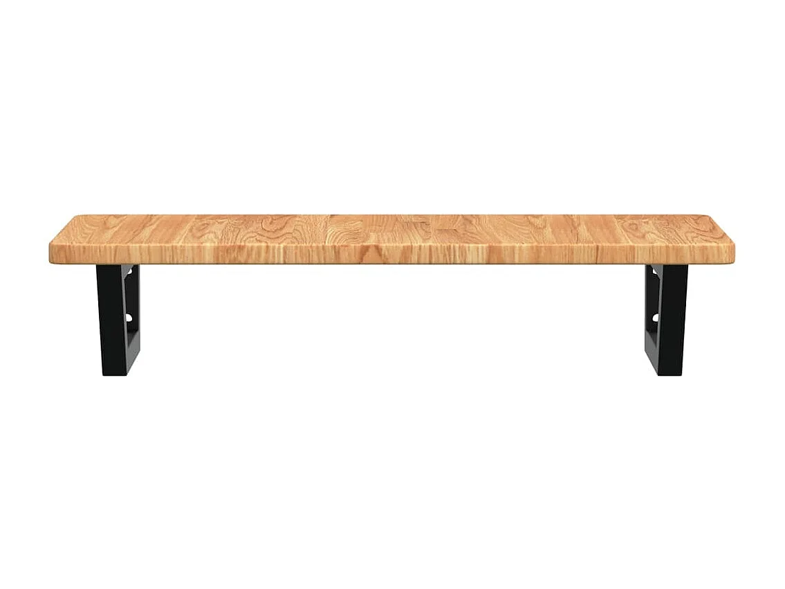 Estante de lavabo de pared de acero y madera maciza de roble