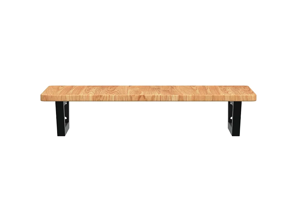 Estante de lavabo de pared de acero y madera maciza de roble
