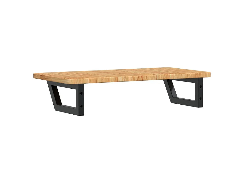Estante de lavabo de pared de acero y madera maciza de roble