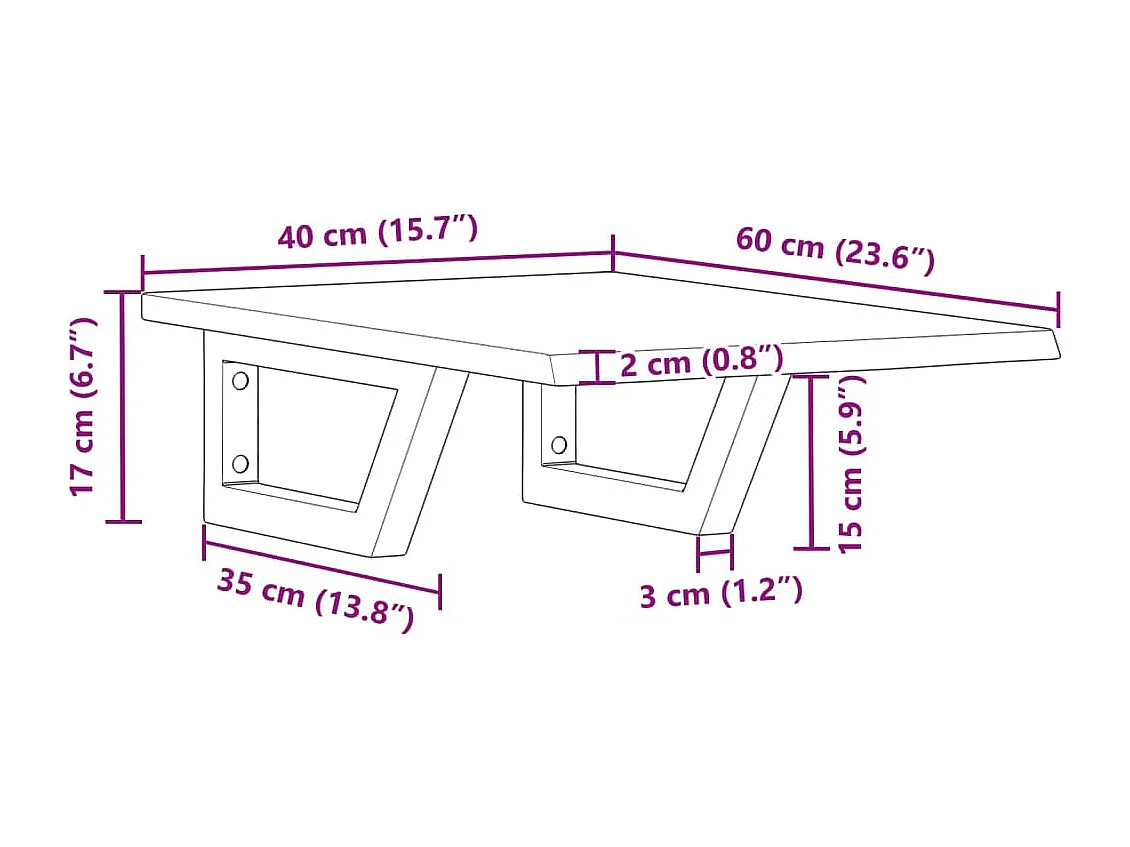 Estante de lavabo de pared de acero y madera maciza de roble