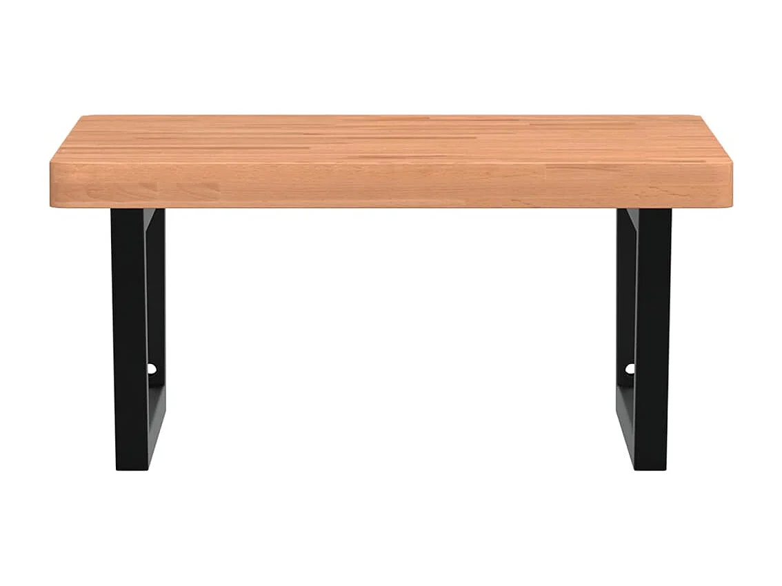 Waschbeckenregal Wandmontage Stahl und Massivholz Buche