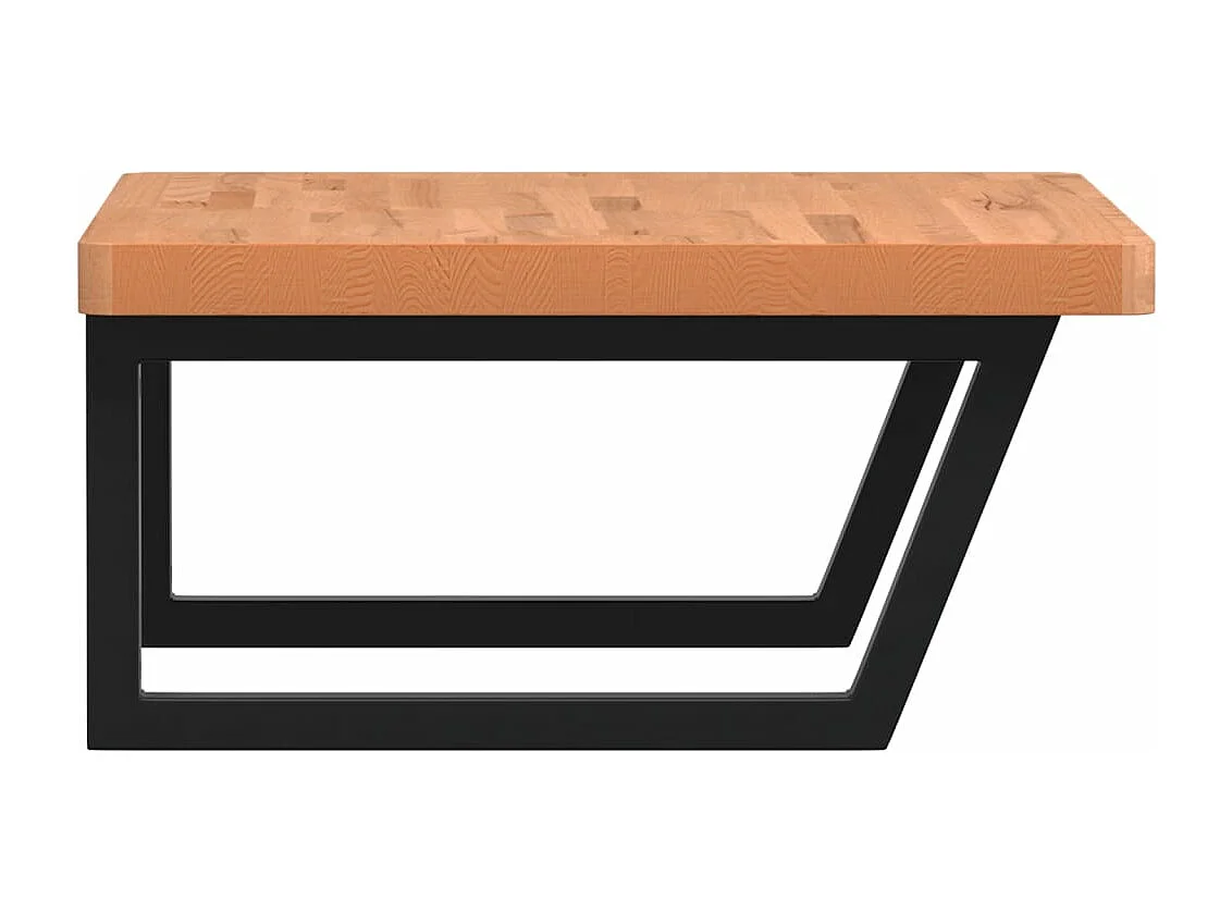 Waschbeckenregal Wandmontage Stahl und Massivholz Buche