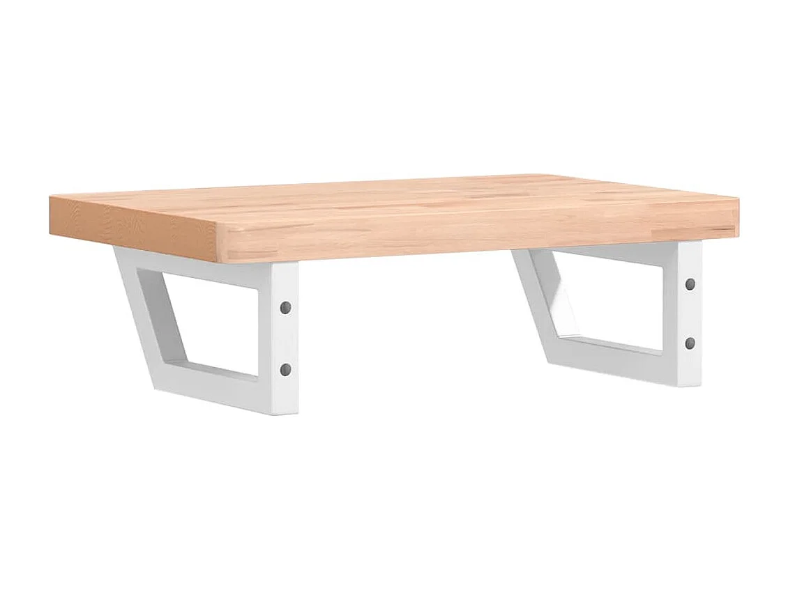 Estante de lavabo de pared de acero y madera maciza de haya