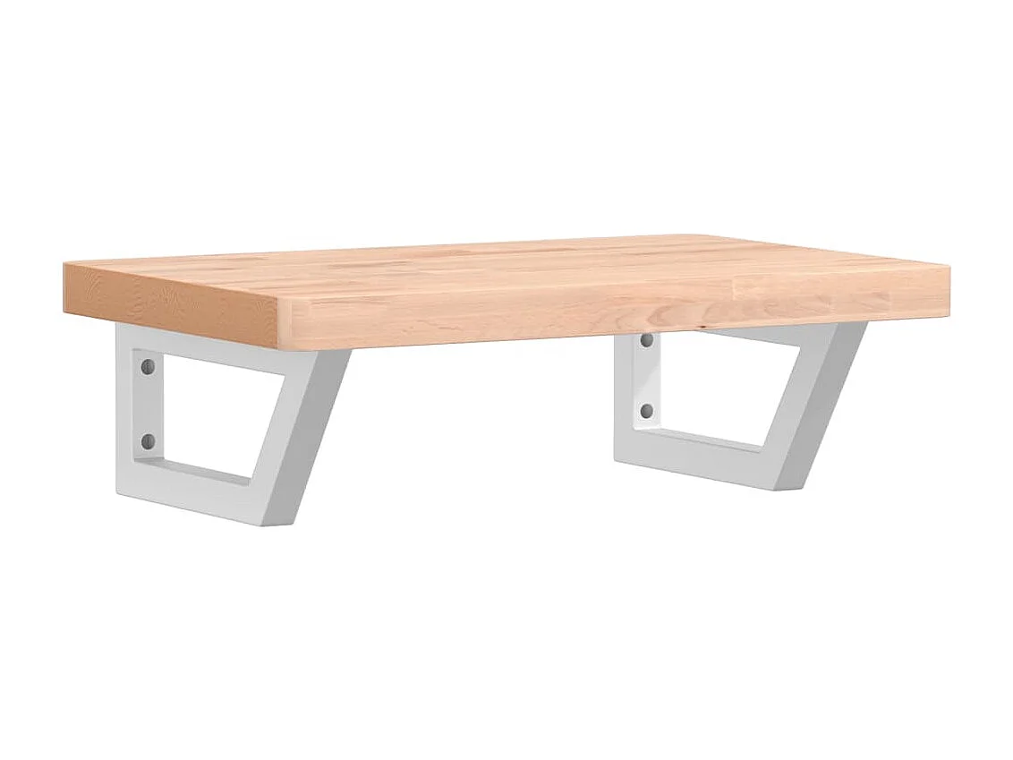 Étagère de vasque murale acier et bois massif de hêtre