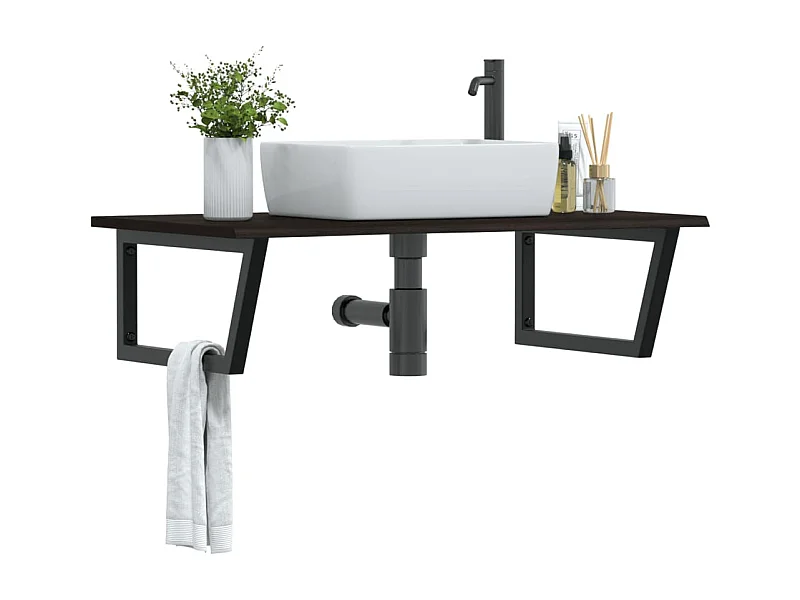 Badkamer wandschap staal en massief eikenhout