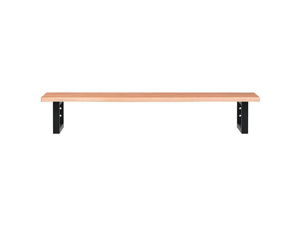 Estante de lavabo de pared de acero y madera maciza de roble