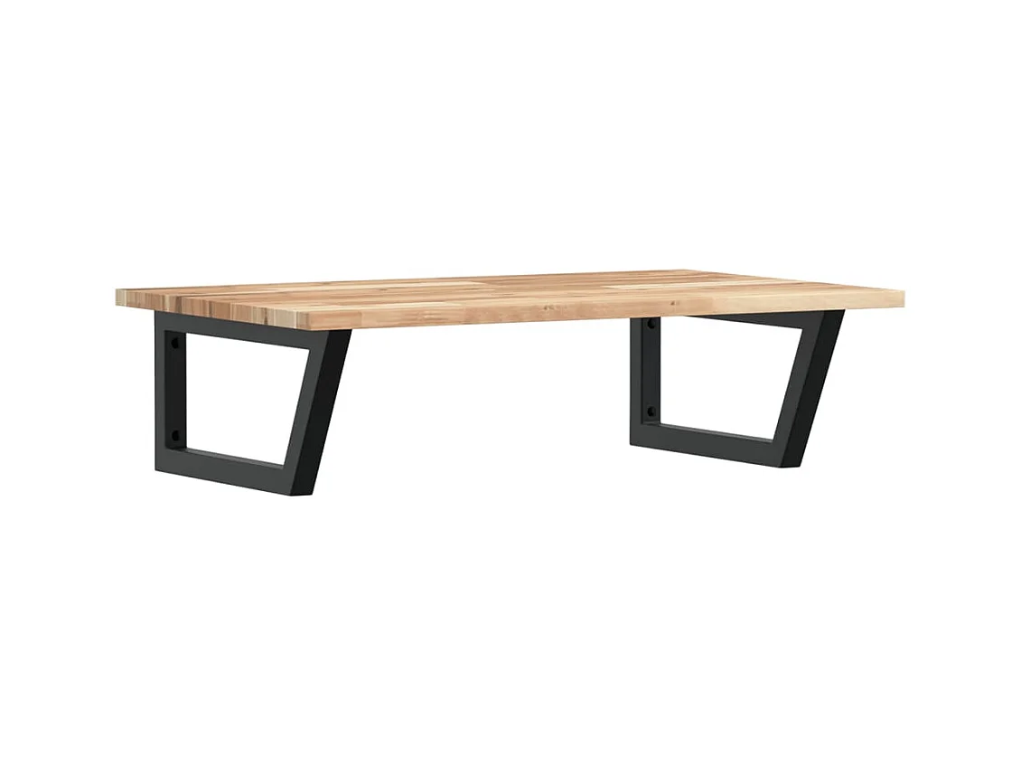 Étagère de vasque murale acier et bois massif d'acacia