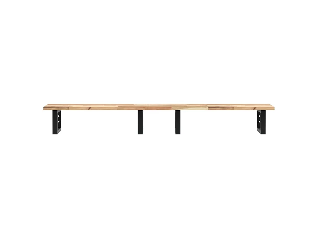 Badkamer wandschap staal en massief acaciahout