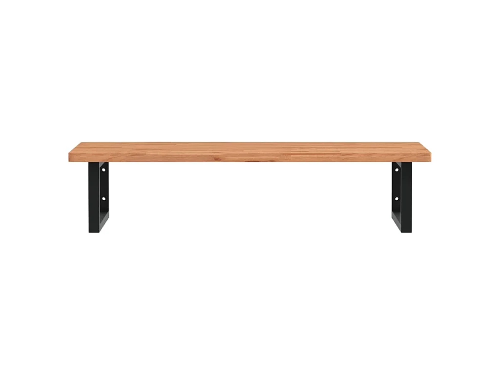 Waschbeckenregal Wandmontage Stahl und Massivholz Buche