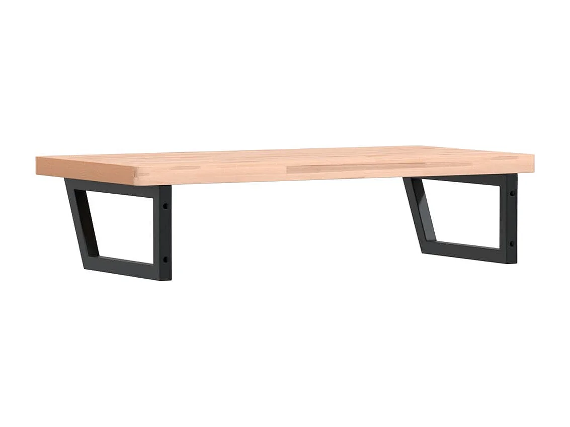 Waschbeckenregal Wandmontage Stahl und Massivholz Buche