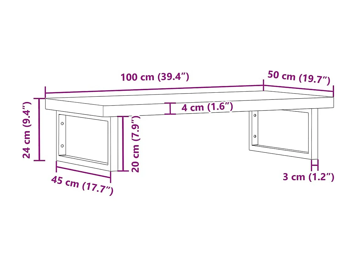 Étagère de vasque murale acier et bois massif de hêtre