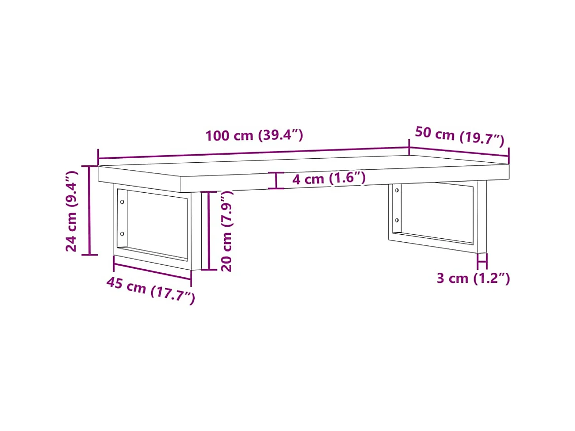 Ripiano a Parete per Lavabo in Acciaio e Massello di Faggio