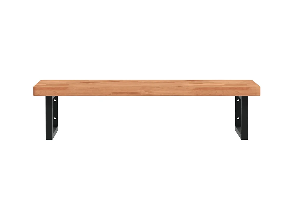 Ripiano a Parete per Lavabo in Acciaio e Massello di Faggio