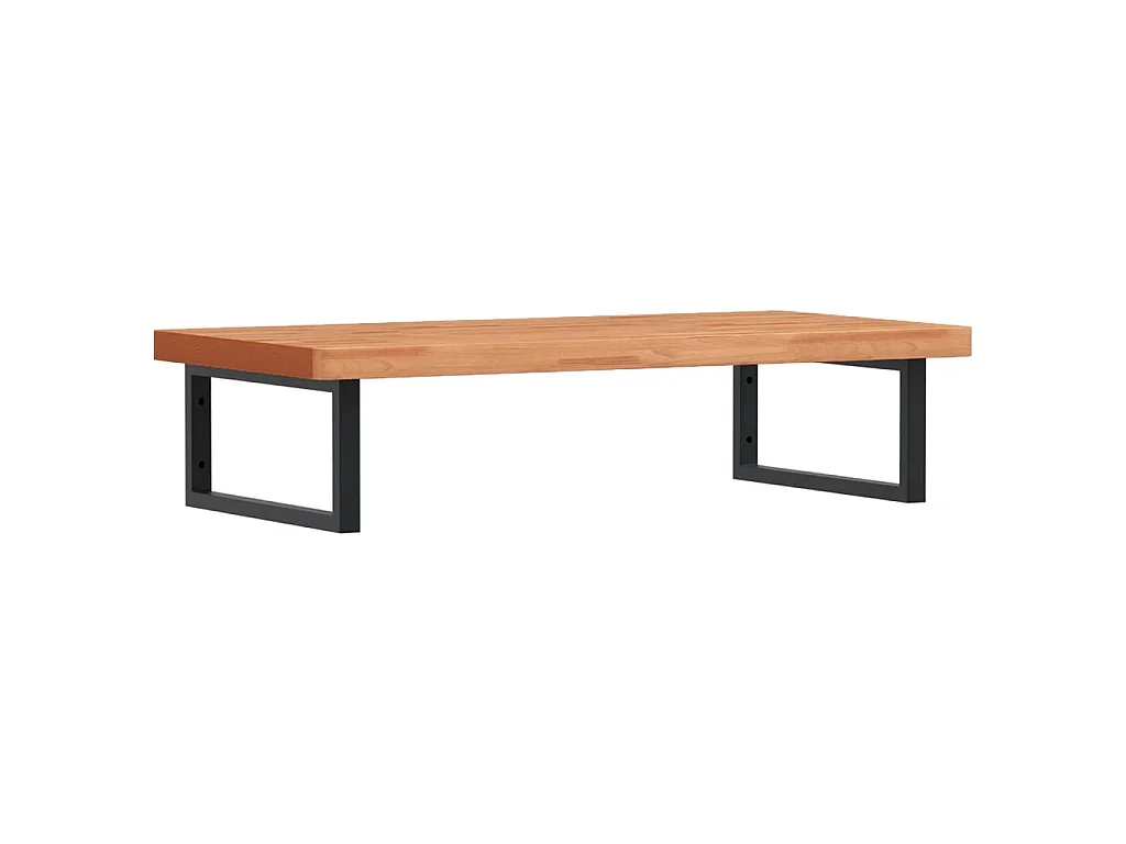 Waschbeckenregal Wandmontage Stahl und Massivholz Buche