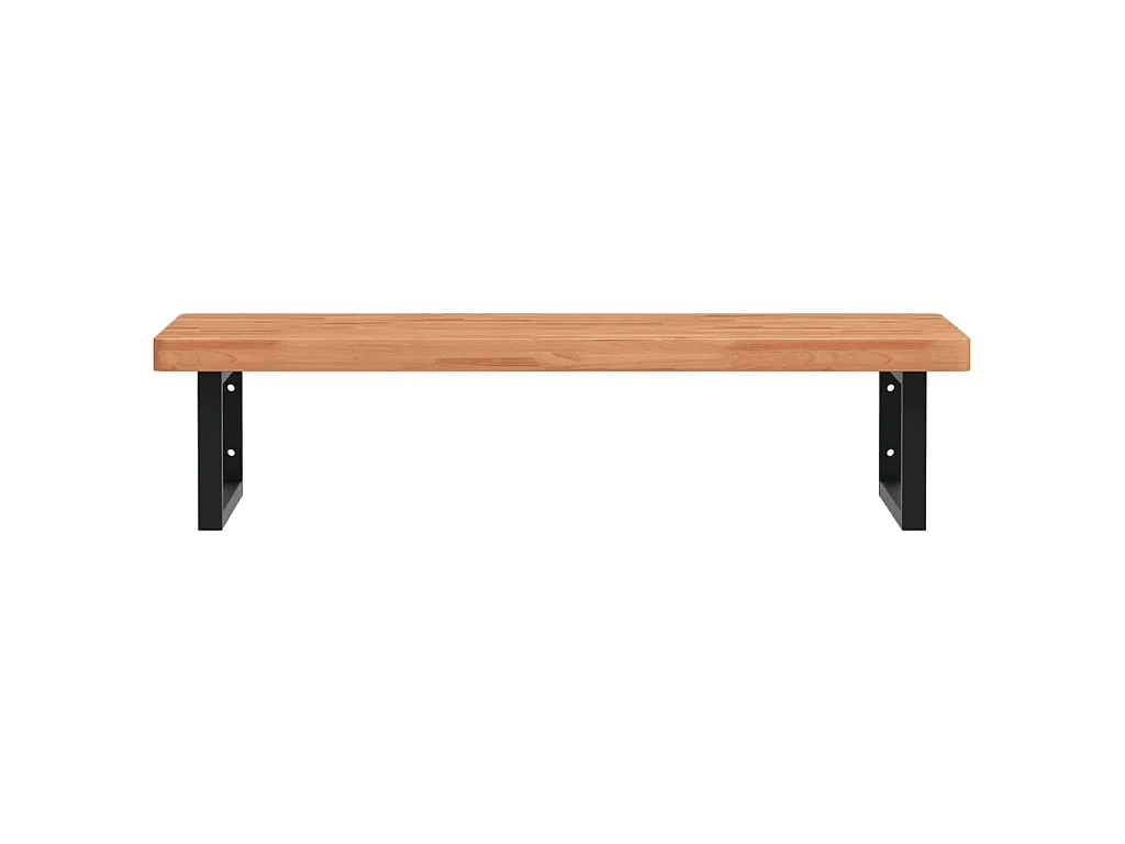 Waschbeckenregal Wandmontage Stahl und Massivholz Buche