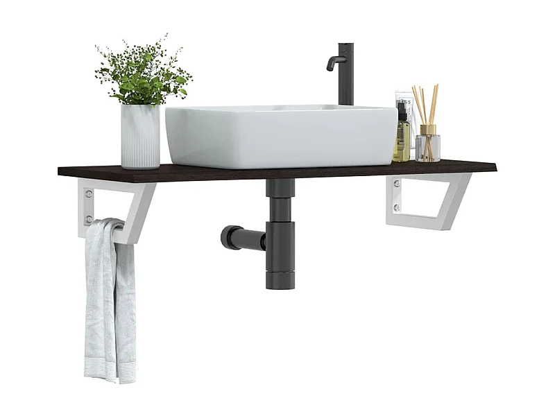 Badkamer wandschap staal en massief eikenhout