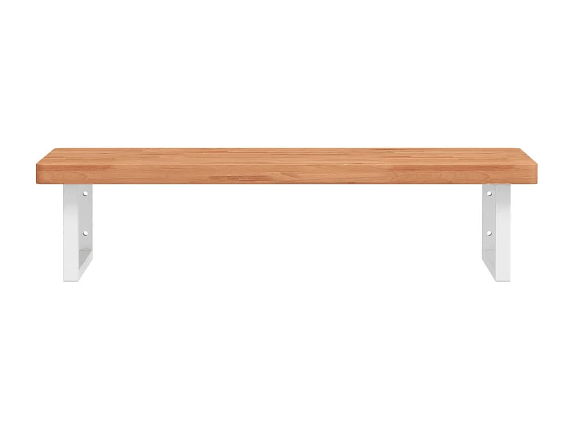 Estante de lavabo de pared de acero y madera maciza de haya
