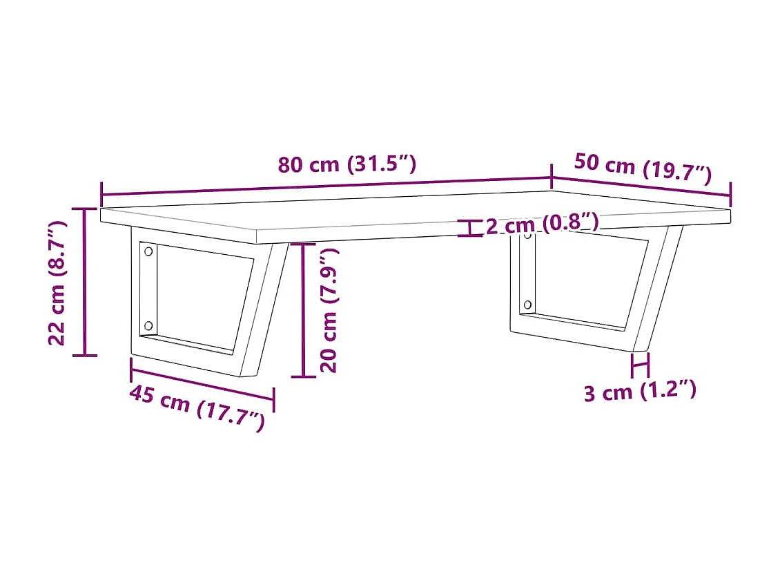 Waschbeckenregal Wandmontage Stahl und Akazienholz
