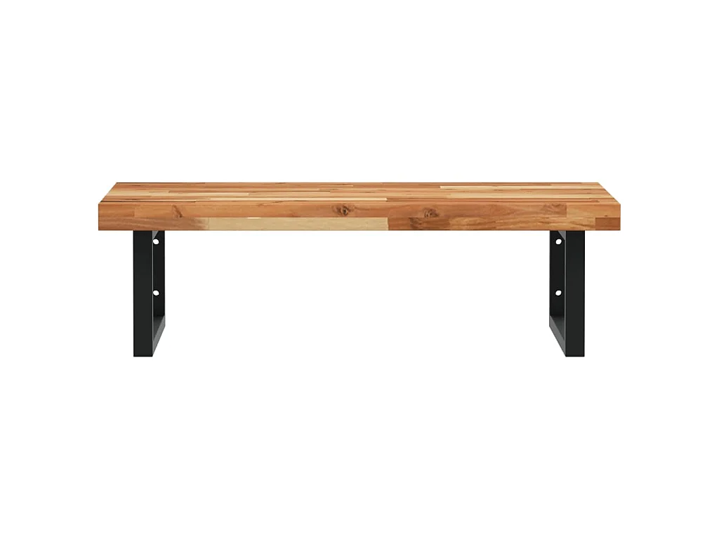 Étagère de vasque murale acier et bois massif d'acacia