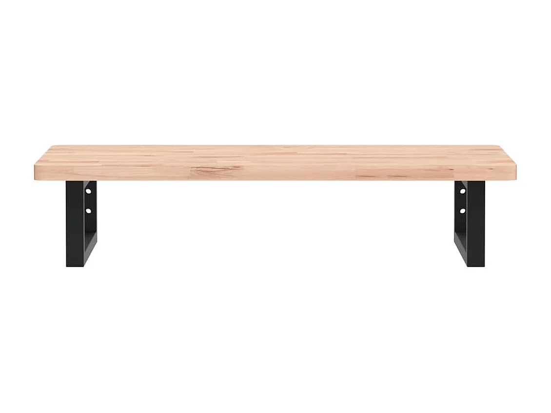 Waschbeckenregal Wandmontage Stahl und Massivholz Buche