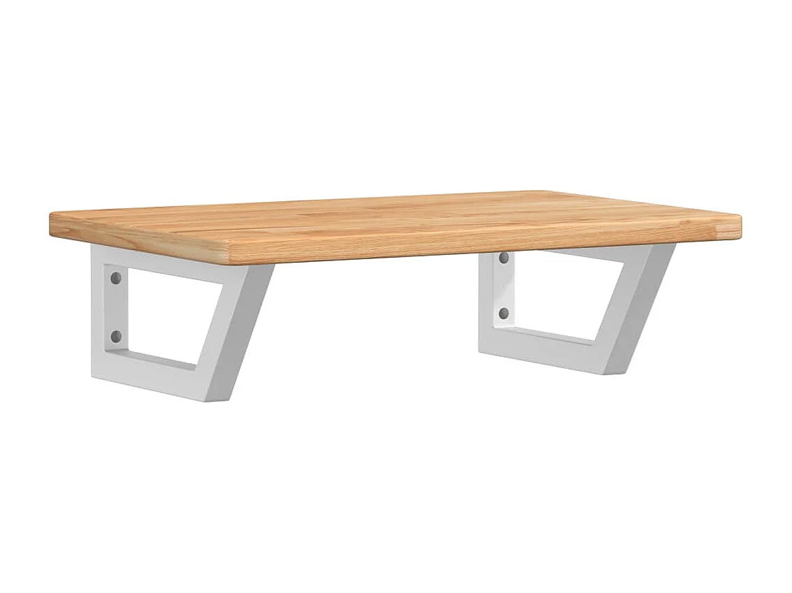 Waschtischplatte mit Halterung Stahl und Massivholz Eiche