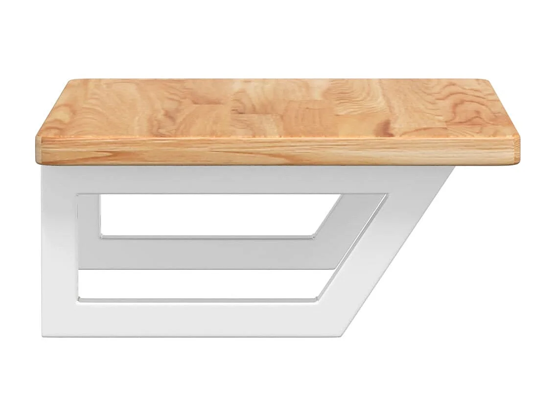 Waschtischplatte mit Halterung Stahl und Massivholz Eiche