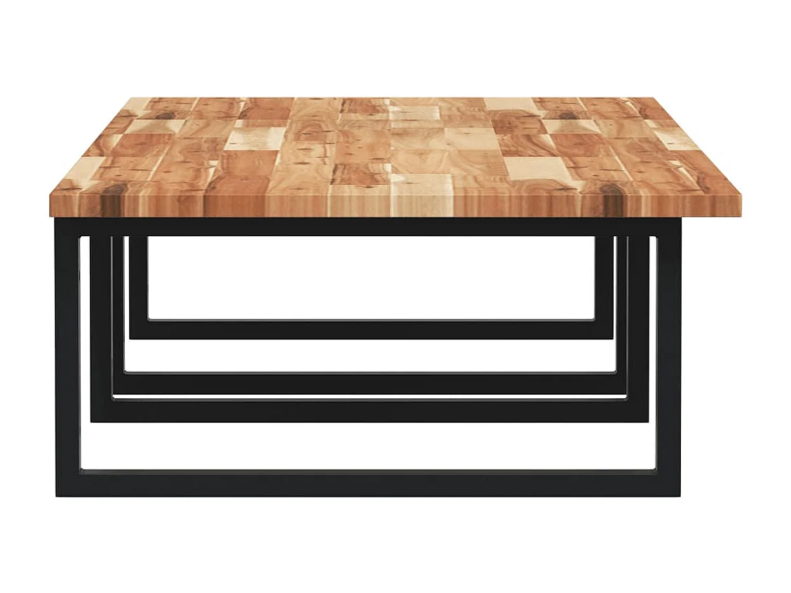 Étagère de vasque murale acier et bois massif d'acacia