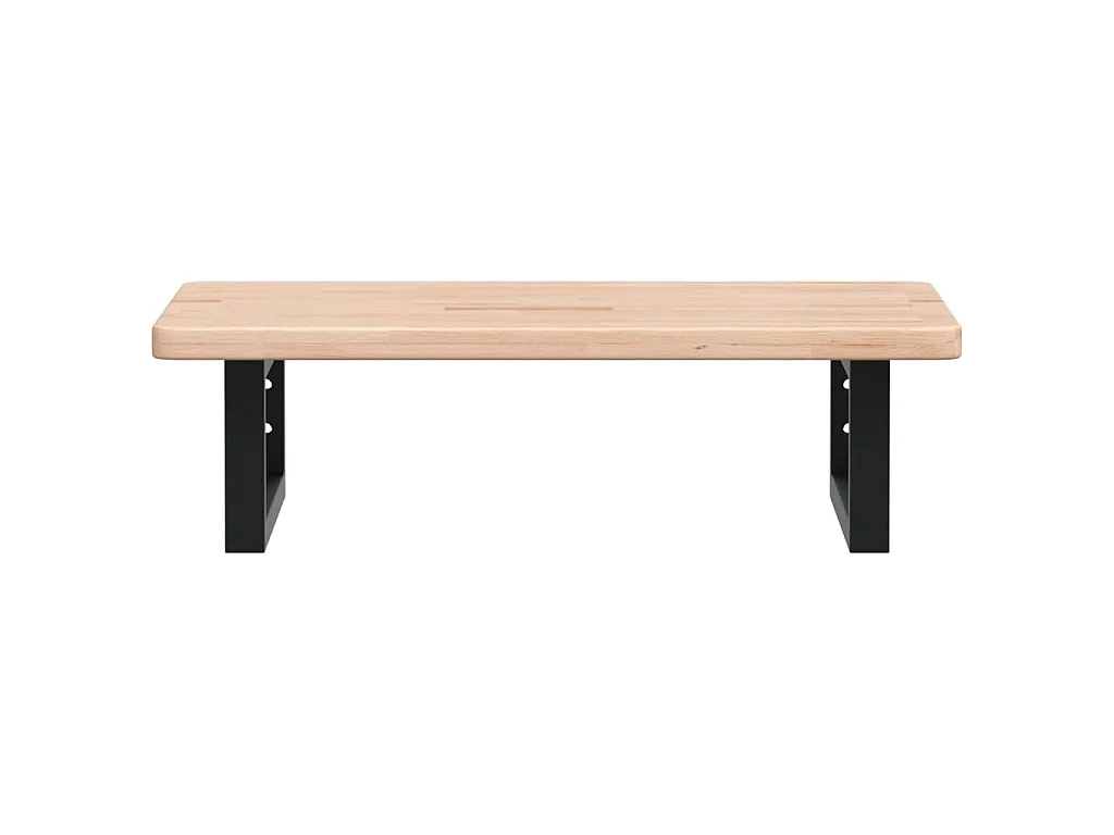 Estante de lavabo de pared de acero y madera maciza de roble