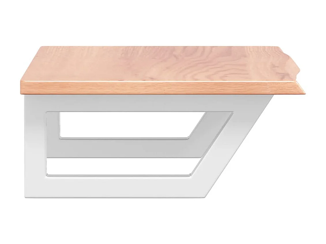 Estante de lavabo de pared de acero y madera maciza de roble