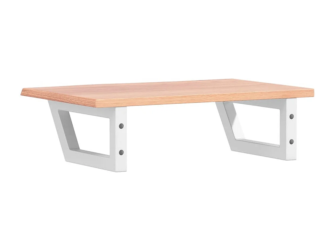 Estante de lavabo de pared de acero y madera maciza de roble