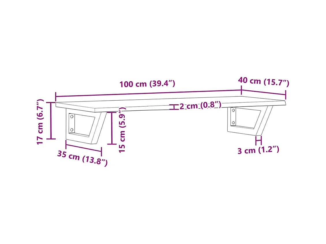Prateleira de parede p/ lavatório aço/madeira carvalho maciça