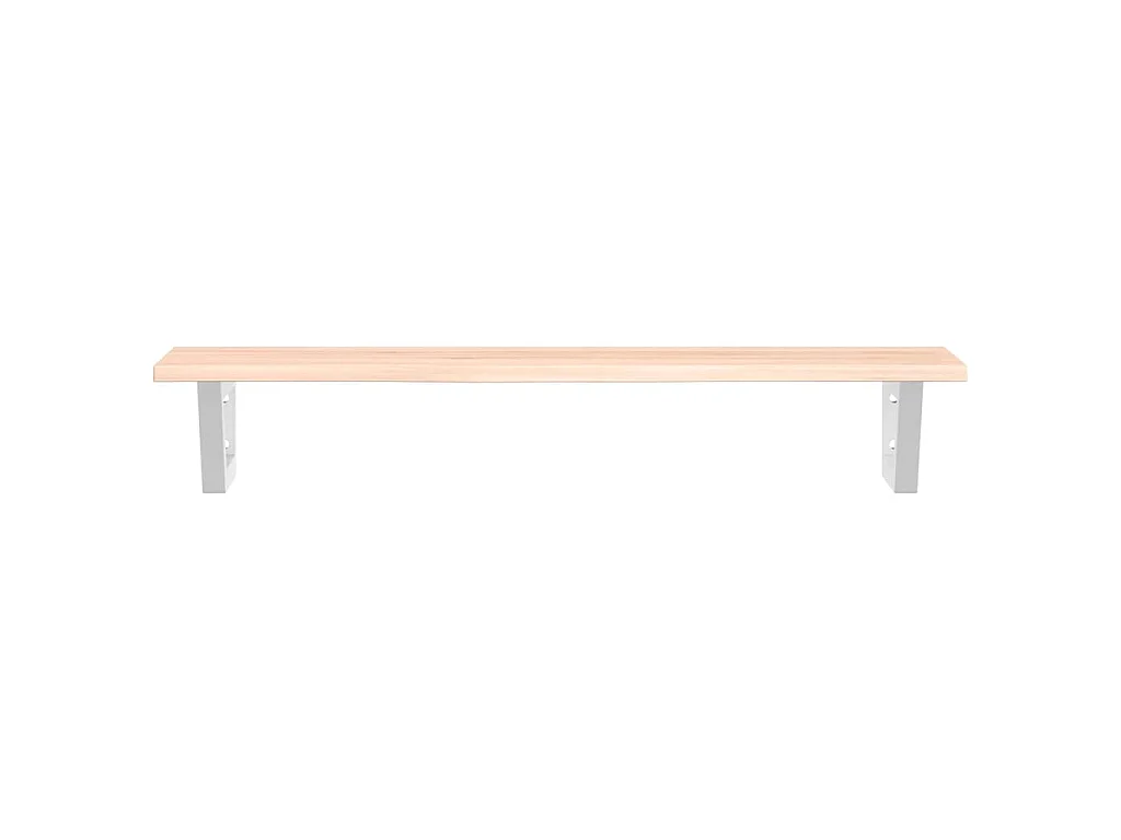 Estante de lavabo de pared de acero y madera maciza de roble