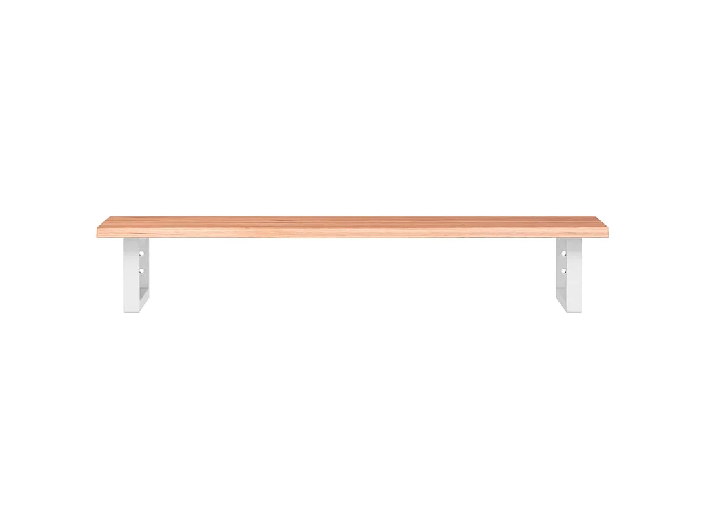 Estante de lavabo de pared de acero y madera maciza de roble