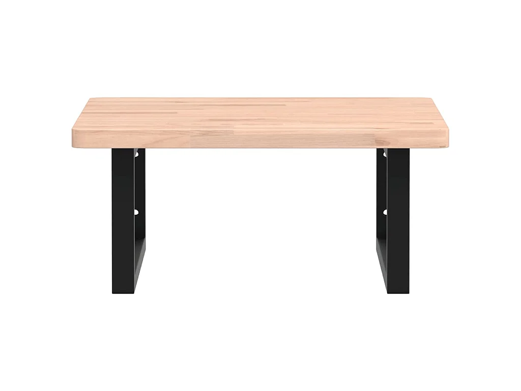 Waschbeckenregal Wandmontage Stahl und Massivholz Buche