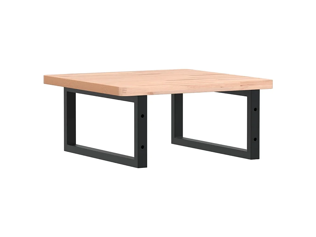 Waschbeckenregal Wandmontage Stahl und Massivholz Buche