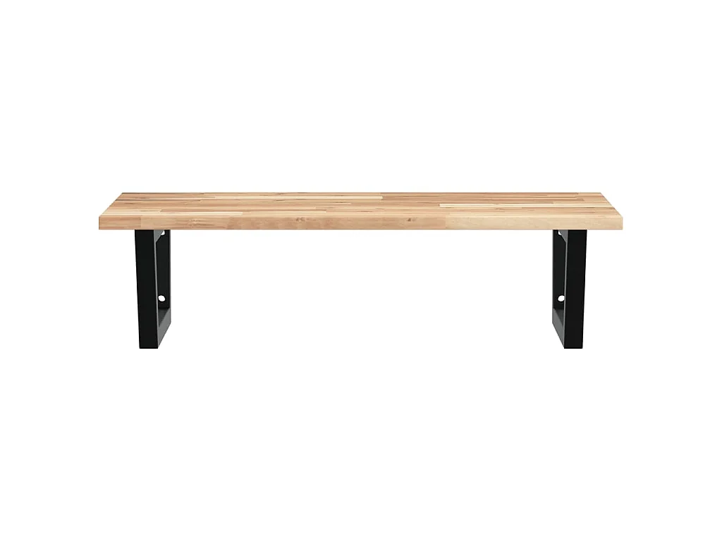 Badkamer wandschap staal en massief acaciahout