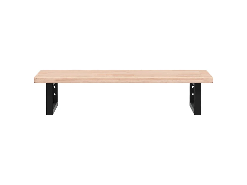 Estante de lavabo de pared de acero y madera maciza de roble