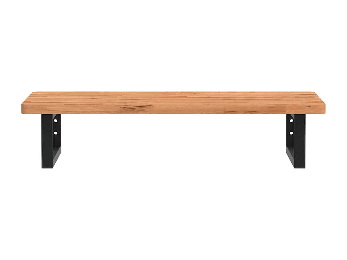 Waschbeckenregal Wandmontage Stahl und Massivholz Buche