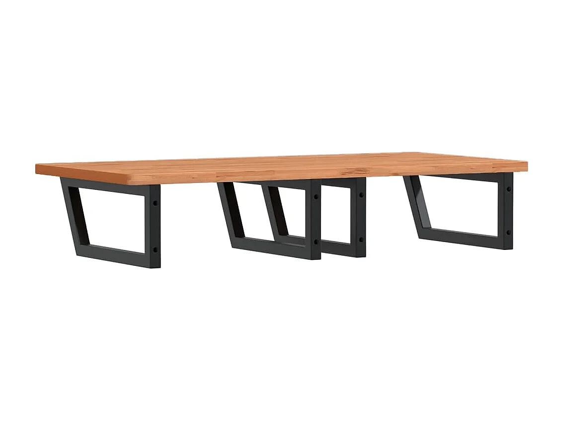 Waschbeckenregal Wandmontage Stahl und Massivholz Buche