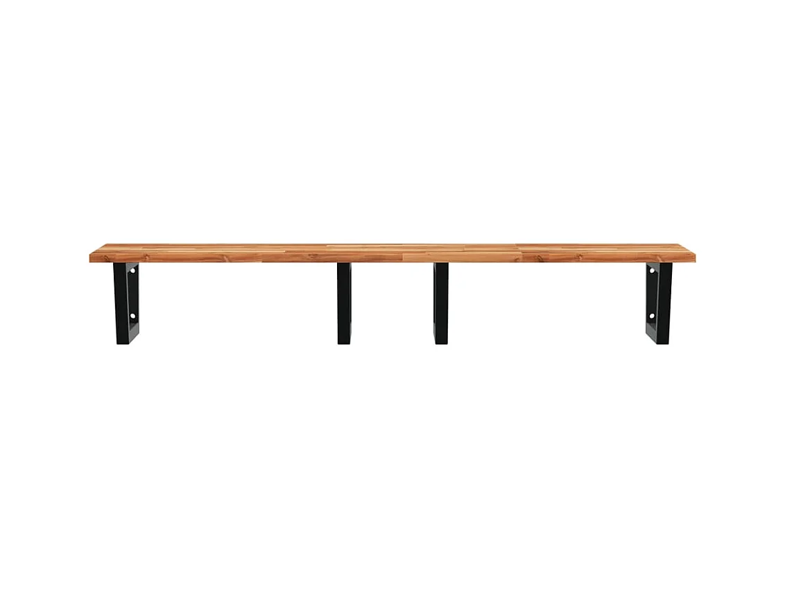 Étagère de vasque murale acier et bois massif d'acacia