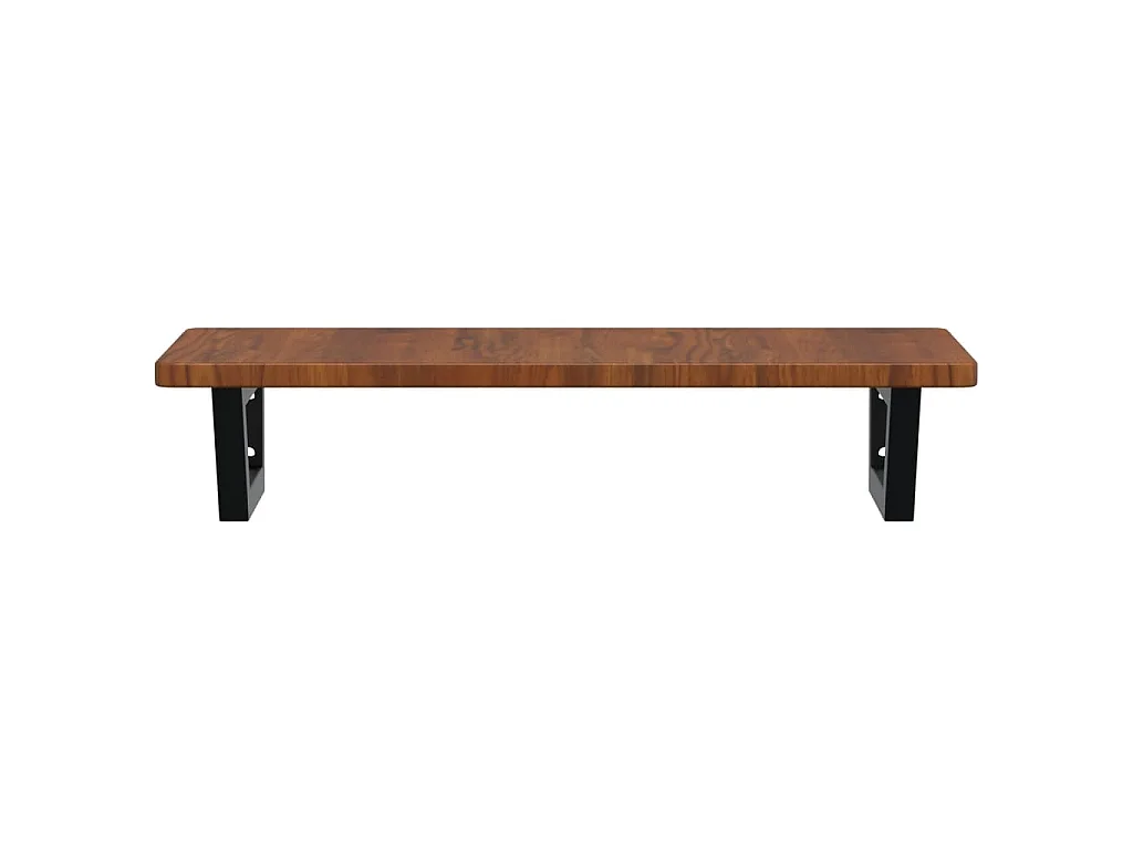 Estante de lavabo de pared de acero y madera maciza de roble