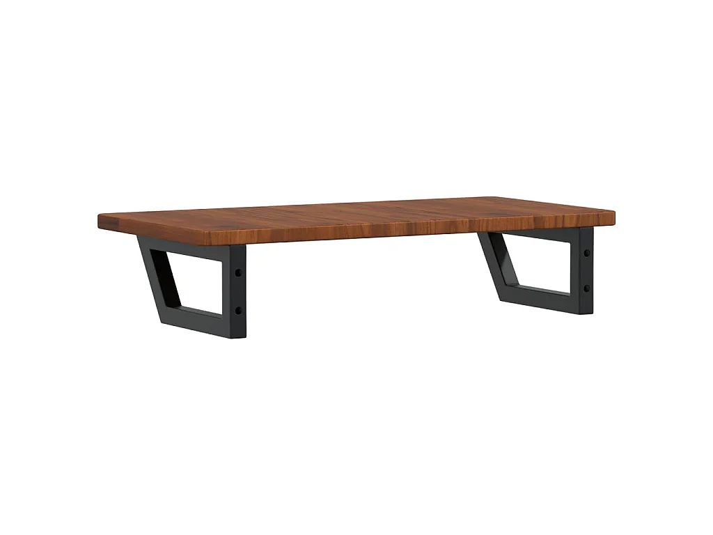Estante de lavabo de pared de acero y madera maciza de roble
