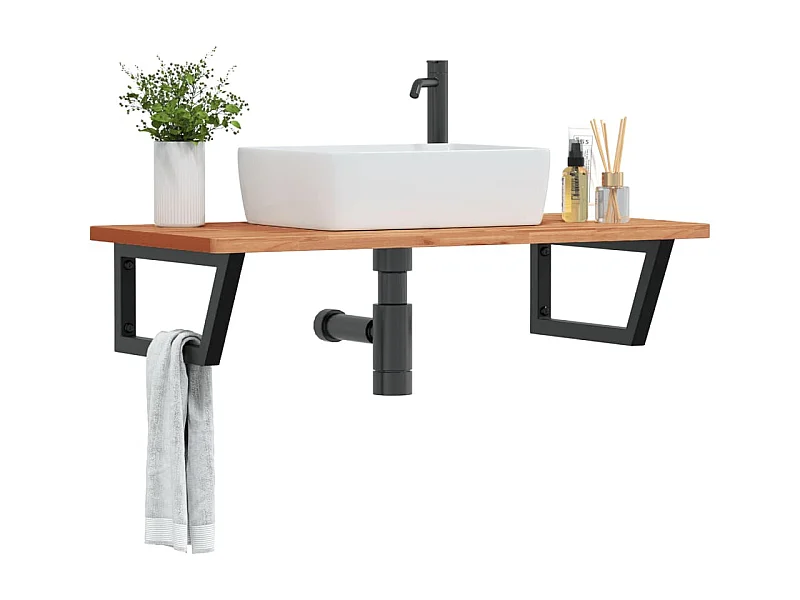 Badkamer wandschap staal en massief beukenhout