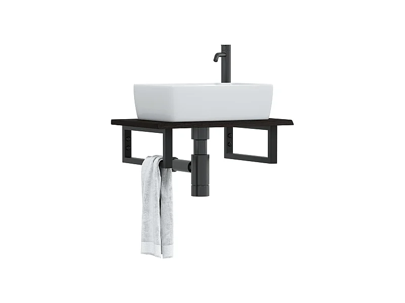 Badkamer wandschap staal en massief eikenhout