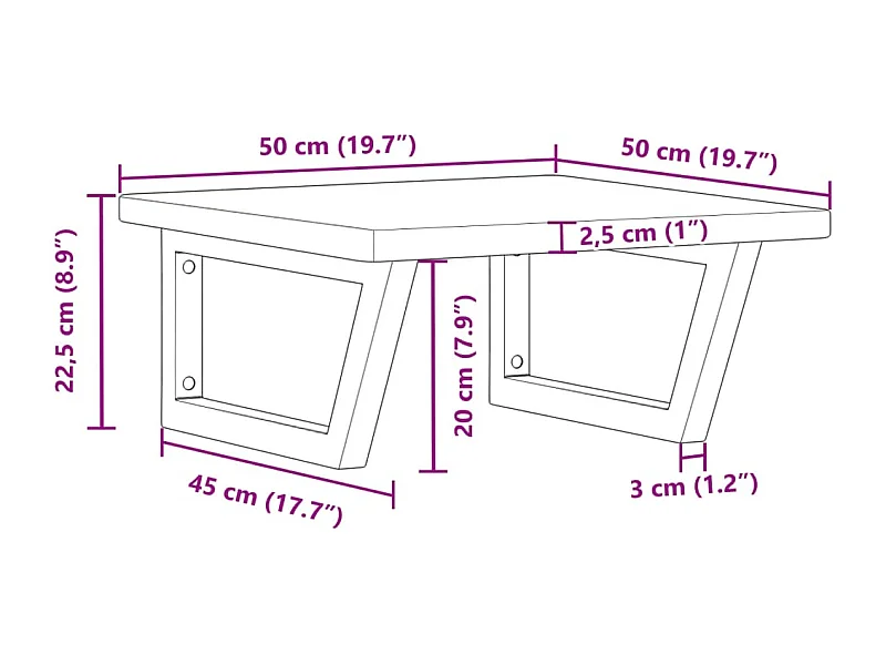 Estante de lavabo de pared de acero y madera maciza de roble